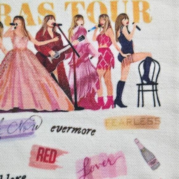 Taylor Swift The Eras Tour Themed Makeup Bag Names of Songs Canvas 9" x 7" - Picture 3 of 6